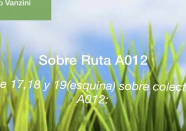 5 Lotes sobre Ruta A012 - Loteo Vanzini.-